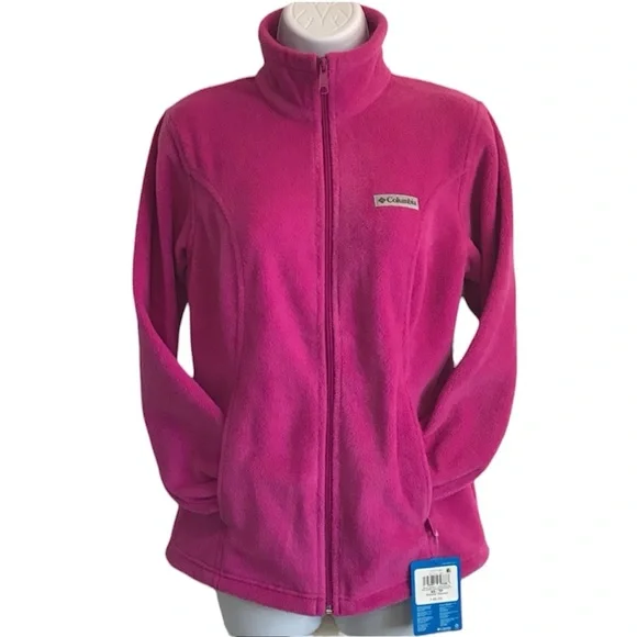 Columbia Women's Fuchsia Pink Fleece Full Zip Jacket with pockets size XS NWT - Picture 8 of 16